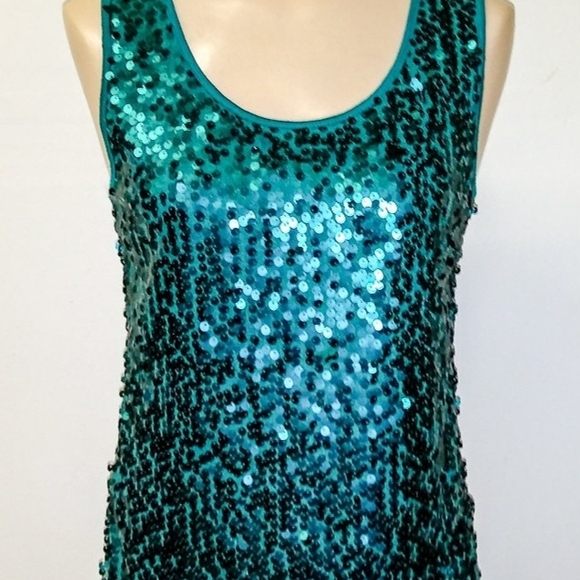 Charlotte Russe Teal Sequin Party Tank - Picture 2 of 4